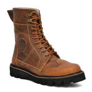 Rider Boots - Urban Rugged Brown Biker Leather Boots with EVA Sole